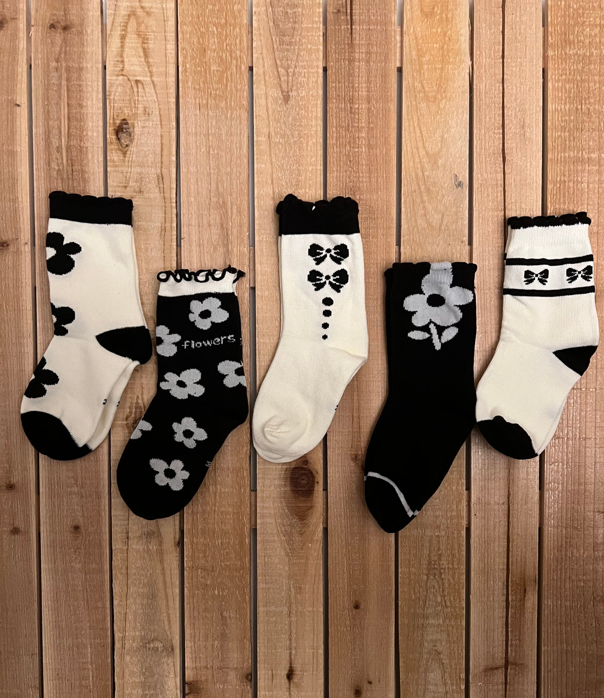 Black and White Floral Socks