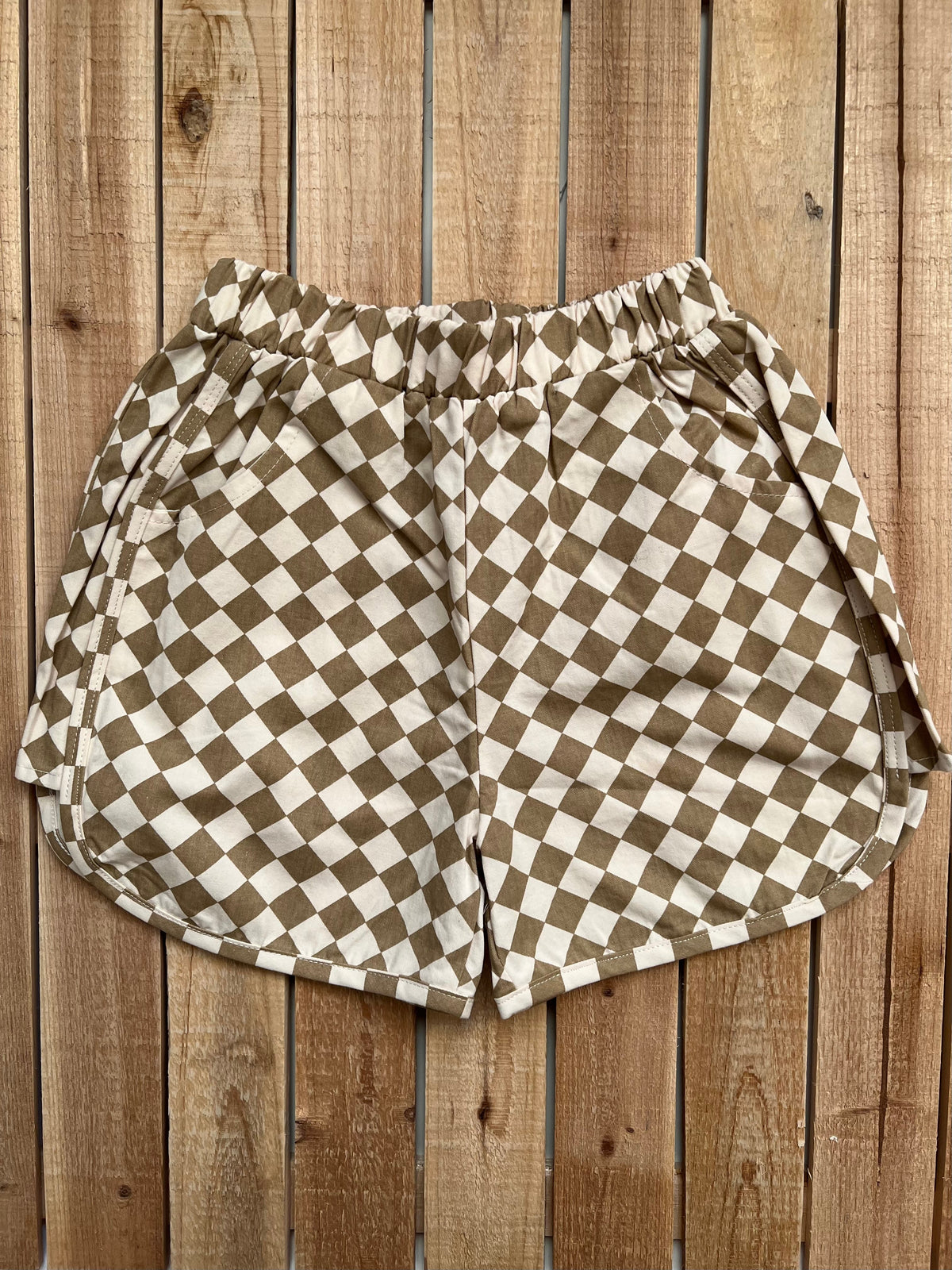 Neutral Checkered Print Shorts